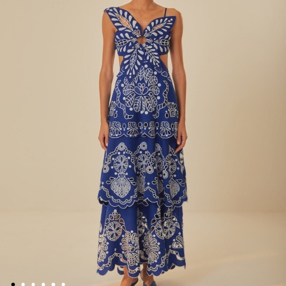 FARM Rio Dresses & Skirts - FARM Rio Navy and White Backless Dress
